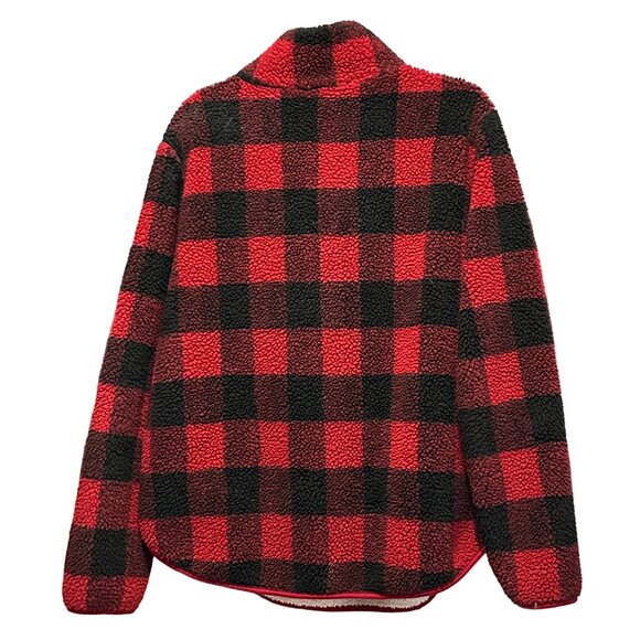 Angashion red black buffalo plaid 1/4 zip woman’s size XL fleece jacket - Picture 2 of 7